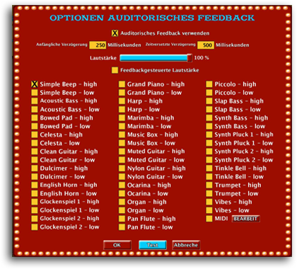 Auditory Feedback Options