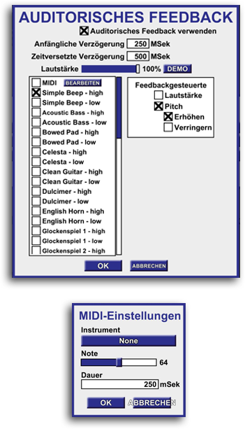 Auditory Feedback Options
