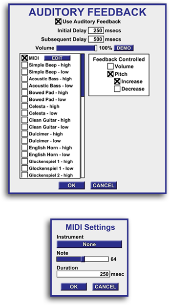 Auditory Feedback Options